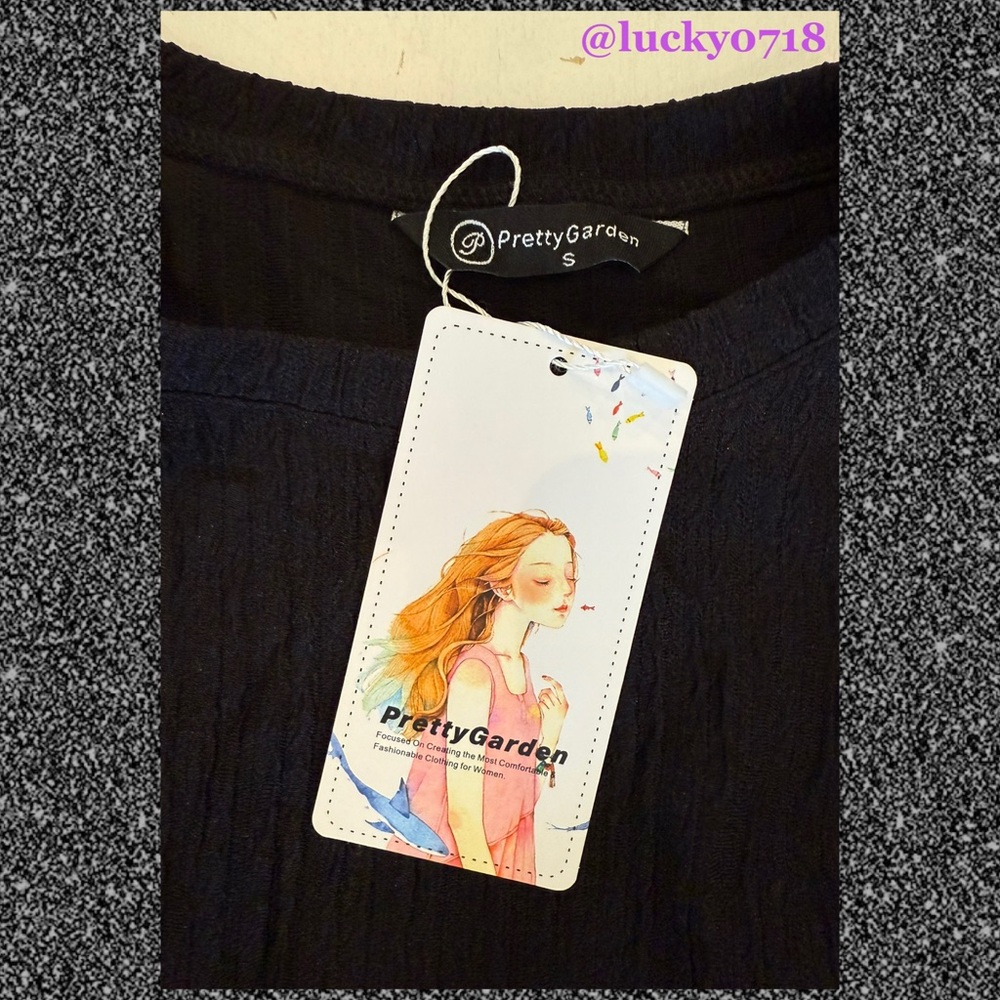 PrettyGarden NWT Black Ruched Bodycon Long Puff Sleeve Mini Dress in Black Sz S - Picture 9 of 10